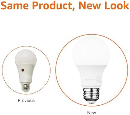 Amazon Basics A19 Dusk to Dawn Sensor LED Outdoor Light Bulb, 60W Equivalent, Energy-Efficient 9W, Soft White 2700K, E26 Base, 10,000 Hours, 6 Count (Pack of 1)