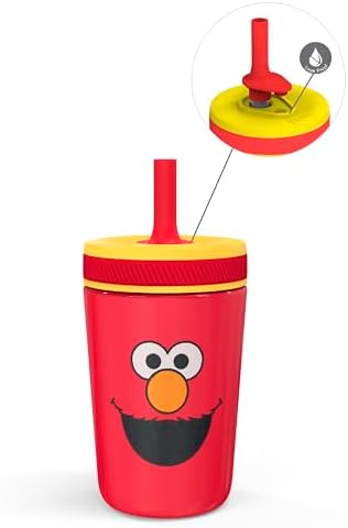 Zak Designs Sesame Street Kelso Toddler Cups For Travel or At Home, 12oz Vacuum Insulated Stainless Steel Sippy Cup With Leak-Proof Design is Perfect For Kids (Elmo)