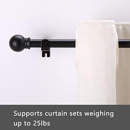 Curtain Rods for windows 28-78 inch, 5/8 inch Decorative Matte Black Splicing Heavy Duty Metal Curtain Rod set with Brackets