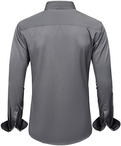 J.VER Men's Dress Shirts Solid Long Sleeve Stretch Wrinkle-Free Formal Shirt Business Casual Button Down Shirts