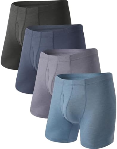 BAMBOO COOL Men's Ultra ComfortSoft Underwear, Moisture Wicking & Breathable No Ride Up Boxer Briefs with Fly, Multipack