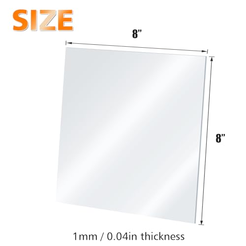 Egofine Plexiglass Sheets Acrylic Sheets 20 Pack of 8x8’’ 0.04 Thick Clear Plastic Cast Transparent Plexi Glass for Crafting Projects, Replacement Picture Frame Glass, DIY Display, Easy to Cut