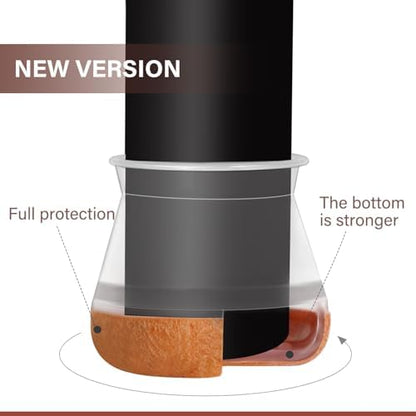 YOZON Chair Leg Floor Protectors for Hardwood Floors Felt Furniture Pads Silicone Caps 32 Pack Non Slip Reduce Noise Clear Round Medium Fit 3/4"~1-3/16" (19-30mm)