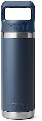 YETI Rambler 18 oz Bottle, Vacuum Insulated, Stainless Steel with Straw Cap, Navy