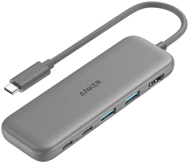 Anker USB C Hub, 5-in-1 USBC to HDMI Splitter with 4K Display, 1 x Powered USB-C 5Gbps & 2×Powered USB-A 3.0 5Gbps Data Ports for MacBook Pro, MacBook Air, Dell and More (Grey)