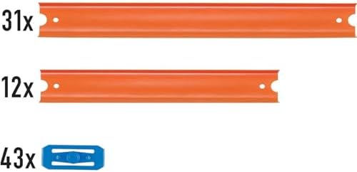 Bundle of Hot Wheels Track Builder Car & Mega Track Pack, 87 Component Parts for 40-ft of Track & 1:64 Scale Toy Car (Amazon Exclusive) + City Track Pack, 10 Component Parts, 1:64 Scale Vehicle