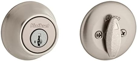 Kwikset 660 Deadbolt Deadbolt Lock, Satin Nickel Round Exterior Keyed Front Entry Door, Pick Resistant SmartKey Rekey Security, Single Cylinder Dead Bolt, with Microban Protection