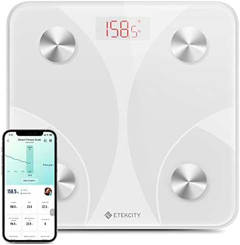 Etekcity Scale for Body Weight, Smart Digital Bathroom Weighing Scales with Body Fat and Water Weight for People, Bluetooth BMI Electronic Body Analyzer Machine, 400lb