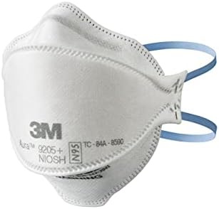 3M Aura Particulate N95 Respirator 9205+, Flat Fold Lightweight Design, Non-Valved, 20 Count (Pack of 1)