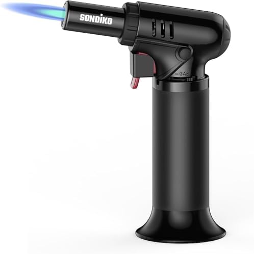 Sondiko Butane Torch with Fuel Gauge S907, Refillable Soldering Torch with Adjustable Flame for Welding, Resin Art, Industrial(Butane Gas Not Included)
