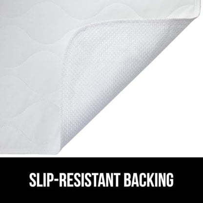 GORILLA GRIP Washable Underpads, Waterproof Reusable Heavy Absorbency Incontinence Bed Pads, Leak Proof Toddler Mattress Pad, 52x34 Slip Resistant Protector for Bedwetting, Adults and Kids, White