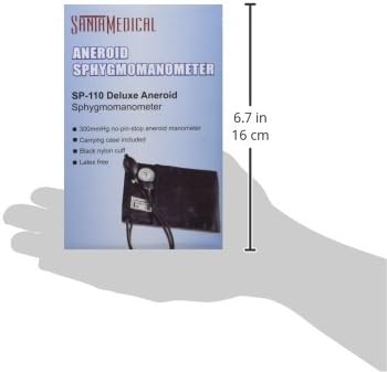 Santamedical Adult Deluxe Aneroid Sphygmomanometer - Professional Blood Pressure Monitor with Adult Black Cuff and Carrying case (Light Black)