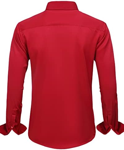 J.VER Men's Dress Shirts Solid Long Sleeve Stretch Wrinkle-Free Formal Shirt Business Casual Button Down Shirts