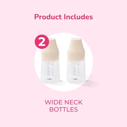 Spectra - Wide Neck Baby Bottles - Compatible with Spectra Breast Milk Pump Flanges (Pack of 4)