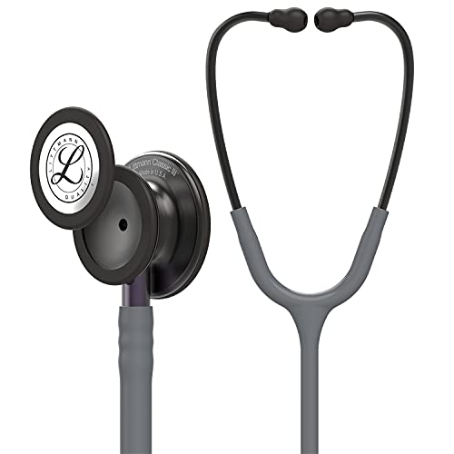 3M Littmann Classic III Monitoring Stethoscope, 5873, More Than 2X as Loud, Weighs Less, Stainless Steel Smoke-Finish Chestpiece, Grey Tube, 27" Violet Gray Stem, and Smoke Headset