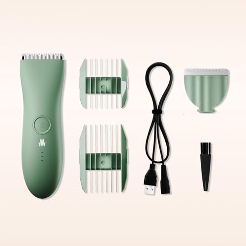 MERIDIAN The Trimmer Original - Body Hair Trimmer for Men, Electric Shaver for Pubic Hair, Chest, Legs & Bikini, Waterproof & Rechargeable, Sage