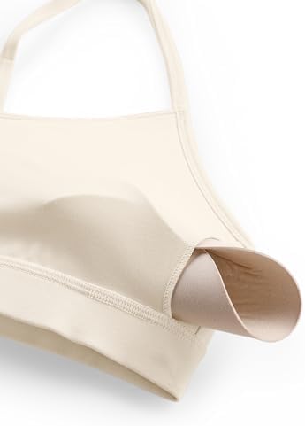 CRZ YOGA Butterluxe Womens Y Back Sports Bra - Padded Racerback Low Impact Spaghetti Thin Strap Workout Yoga Top