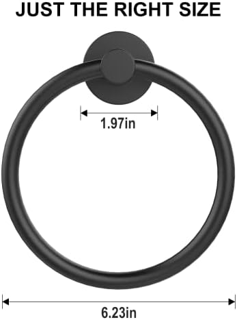 SetSail Towel Holder for Bathroom Wall Matte Black Towel Ring Stainless Steel Heavy Duty Hand Towel Hanger for Bath, Kitchen, 2 Pack