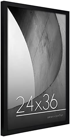 Americanflat 24x36 Poster Frame with Polished Plexiglass - Streamline Collection - Thin Border Picture Frame for Wall Display - Hanging Hardware Included - Black