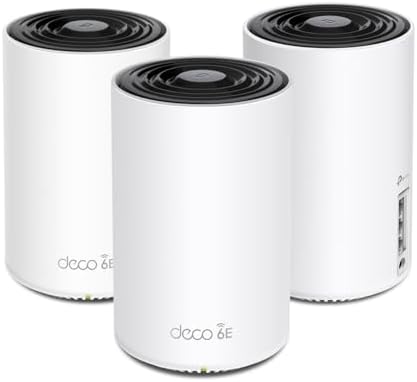 TP-Link Deco XE75 AXE5400 Tri-Band WiFi 6E Mesh System - Wi-Fi up to 7200 Sq.Ft, Engadget Rated Best Mesh for Most People, Replaces WiFi Router and Extender, AI-Driven Mesh New 6GHz Band, 3-Pack