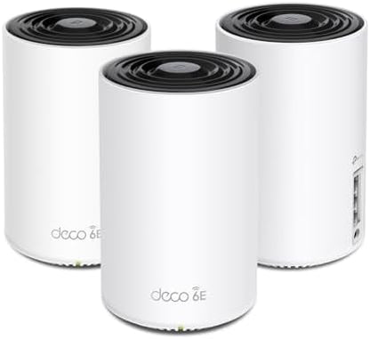 TP-Link Deco XE75 AXE5400 Tri-Band WiFi 6E Mesh System - Wi-Fi up to 7200 Sq.Ft, Engadget Rated Best Mesh for Most People, Replaces WiFi Router and Extender, AI-Driven Mesh New 6GHz Band, 3-Pack