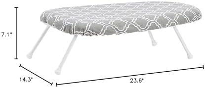 Amazon Basics Compact Tabletop Ironing Board with Folding Legs - Trellis Removable Cover, Chevron, 23.6"L x 7.1"W x 14.3"H