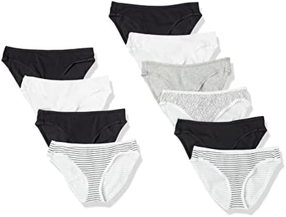 Amazon Essentials Women's Cotton Bikini Brief Underwear (Available in Plus Size), Multipacks
