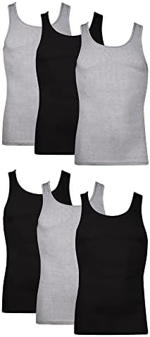 Hanes Top Undershirt Pack, 6-Pack, Moisture-Wicking Cotton Ribbed Tanks for Men