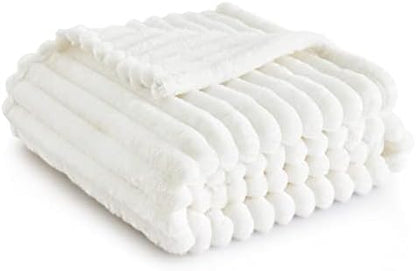 Bedsure GentleSoft White Throw Blanket for Couch - Cozy Blanket for Women, Cute Fleece Throws for Girls, Teacher Gifts Birthday Gifts for Women Men Mom, Room Home Dorm Decor, Off White, 50x60 Inches