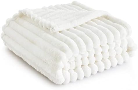 Bedsure GentleSoft White Throw Blanket for Couch - Cozy Blanket for Women, Cute Fleece Throws for Girls, Teacher Gifts Birthday Gifts for Women Men Mom, Room Home Dorm Decor, Off White, 50x60 Inches