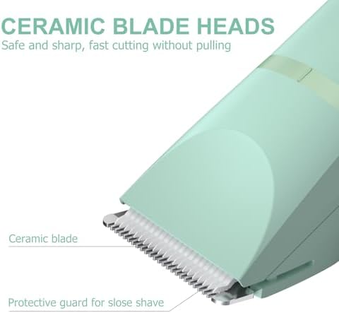 OLOV Electric Body Hair Trimmer - Groin Trimmer for Men - Bikini Trimmer Women - Wet/Dry Shaver Groomer, Replaceable Ceramic Blade Heads, USB Recharge Dock, Waterproof Hygiene Razor, Green