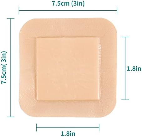 Dimora Silicone Foam Dressing with Border Adhesive 3"x3" Waterproof Wound Dressing First Aid Bandage for Wound Care 10 Pack