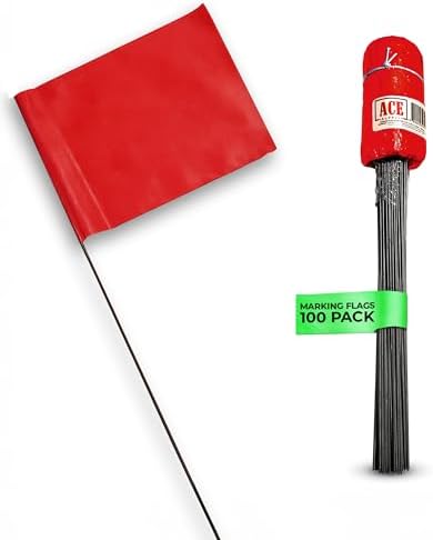 Red Marking Flags 100 Pack - 4x5x15 Inch Red Flags for Yard - Markers For Lawn, Irrigation, Landscaping, Survey & Sprinkler Head Marking
