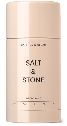 SALT & STONE Aluminum Free Deodorant | Extra Strength 48 Hour Protection for Women & Men | Made with Seaweed Extracts, Shea Butter & Prebiotics (Saffron & Cedar)