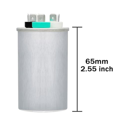 15/5 uF 15+5 MFD 370V or 440V Dual Run Start Round A/C Capacitor 15 5 uF 370 440 Volt VAC CBB65 Air Conditioner Capacitors for AC Unit Fan Motor Start or Heat Pump or Condenser Straight Cool