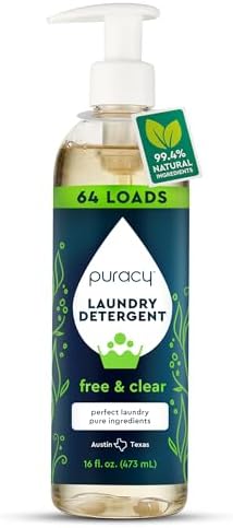 Puracy Laundry Detergent - Enzyme-Powered Liquid Laundry Detergent Concentrate, Natural Laundry Detergent Seen on TikTok, Non-Toxic (Free & Clear, 16 fl oz, 64 Loads)