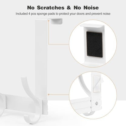 Over The Door Hooks, Door Hanger Hooks for Hanging, Over The Doors Towel Racks for Bathroom with 10 Coat Hook, Coat Rack Bathroom Accessories（2 Pack, White）