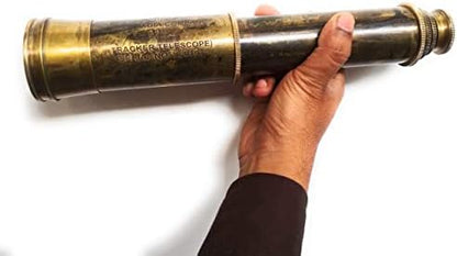 Rare Brass Telescope Spyglass - East India Company 1818 Tracker Vintage Pirate Spyglass Scope Antique 32" Large Handstitched Leather Gift Box (BT-EIC-32)