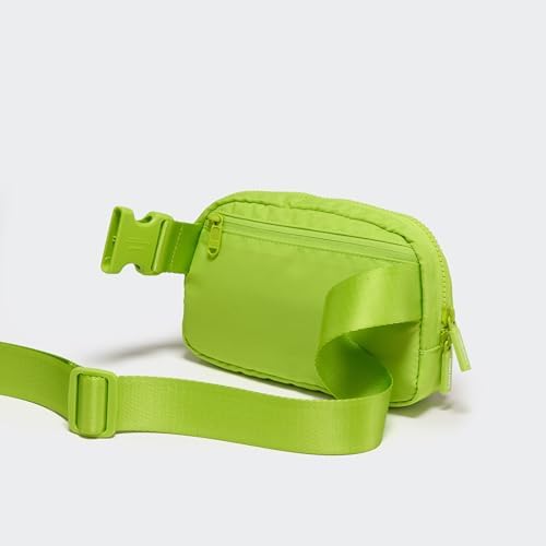 Pander Two Way Zipper Fanny Pack Nylon Everywhere Belt Bag for Women, Water Repellent Waist Packs, Crossbody Bags with Adjustable Strap(Grape Green).