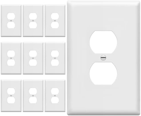 ENERLITES Jumbo Duplex Receptacle Outlet Wall Plate, Electrical Outlet Covers, Gloss Finish, Over-Size 1-Gang 5.5" x 3.5", Polycarbonate Thermoplastic, 8821O-W-10PCS, White (10 Pack)