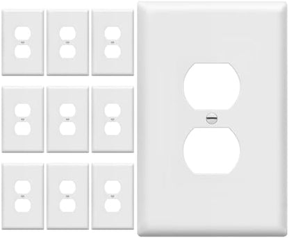 ENERLITES Jumbo Duplex Receptacle Outlet Wall Plate, Electrical Outlet Covers, Gloss Finish, Over-Size 1-Gang 5.5" x 3.5", Polycarbonate Thermoplastic, 8821O-W-10PCS, White (10 Pack)