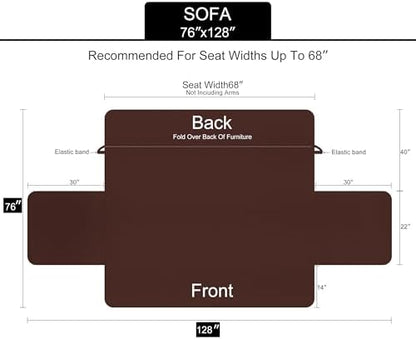 U-NICE HOME Reversible Sofa Cover Couch Cover for Dogs with Elastic Straps Water Repellent Furniture Protector for Pets Couch Cover for 3 Cushion Couch (Sofa, Coffee/Beige)