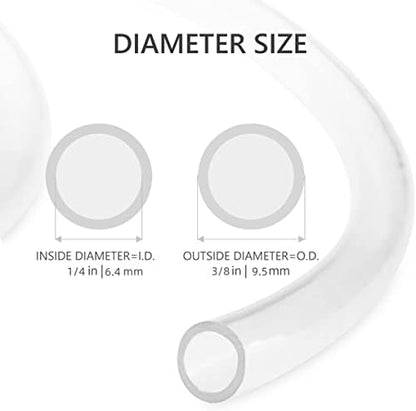 Eastrans 1/4" I.D. x 3/8" O.D. Clear Vinyl Tubing 50 Feet, Flexible Hybrid PVC Tubing Hose, Lightweight Plastic Tube UV Chemical Resistant Vinyl Hose, BPA Free and Non Toxic