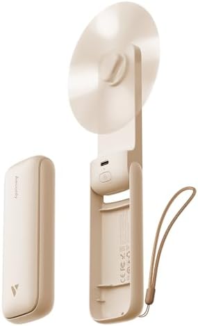 Aecooly Slim Portable Fan 2 Pack, Thin Handheld Fan, USB Rechargeable Mini Personal [24H Max Cooling Time], Battery Powered Small Foldable Pocket for Travel, Summer, Gifts for Women -Beige