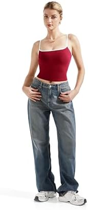 SUUKSESS Women Sexy Square Neck Tank Top Summer Y2K Going Out Basic Cami Shirt