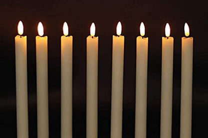 GenSwin Flameless Ivory Taper Candles Flickering with 10-Key Remote, Battery Operated Led Warm 3D Wick Light Window Candles Real Wax Pack of 6, Christmas Home Wedding Decor(0.78 X 9.64 Inch)