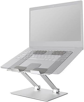 Amazon Basics Sturdy and Portable Ergonomic Laptop Stand for Desk, Adjustable Riser, Fits all Laptops and Notebooks up to 17.3 Inch, Silver, 10 x 8.7 x 6 in