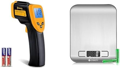 Etekcity Infrared Thermometer Temperature Gun 774 & Food Scale, Digital Kitchen Scale, 304 Stainless Steel, Weight in Grams and Ounces for Baking, Cooking, and Meal Prep, LCD Display, Medium