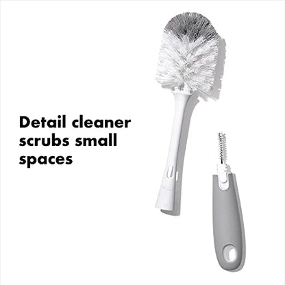 OXO Tot Bottle Brush with Nipple Cleaner and Stand – Gray, 2-Pack