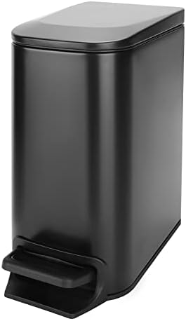 Cesun Small Bathroom Trash Can with Lid Soft Close, Step Pedal, 6 Liter / 1.6 Gallon Stainless Steel Garbage Can with Removable Inner Bucket, Anti-Fingerprint Finish (Matt Black)